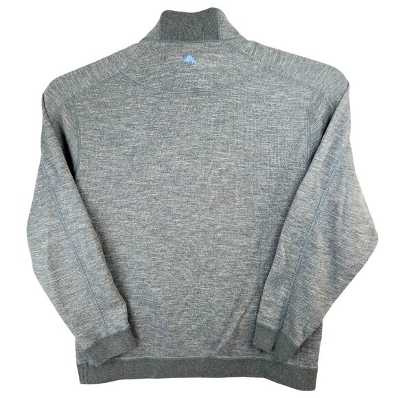 Tommy Bahama Sweater Men Flipshore Reversible Half-Zip Gray Blue Pullover - Picture 2 of 16